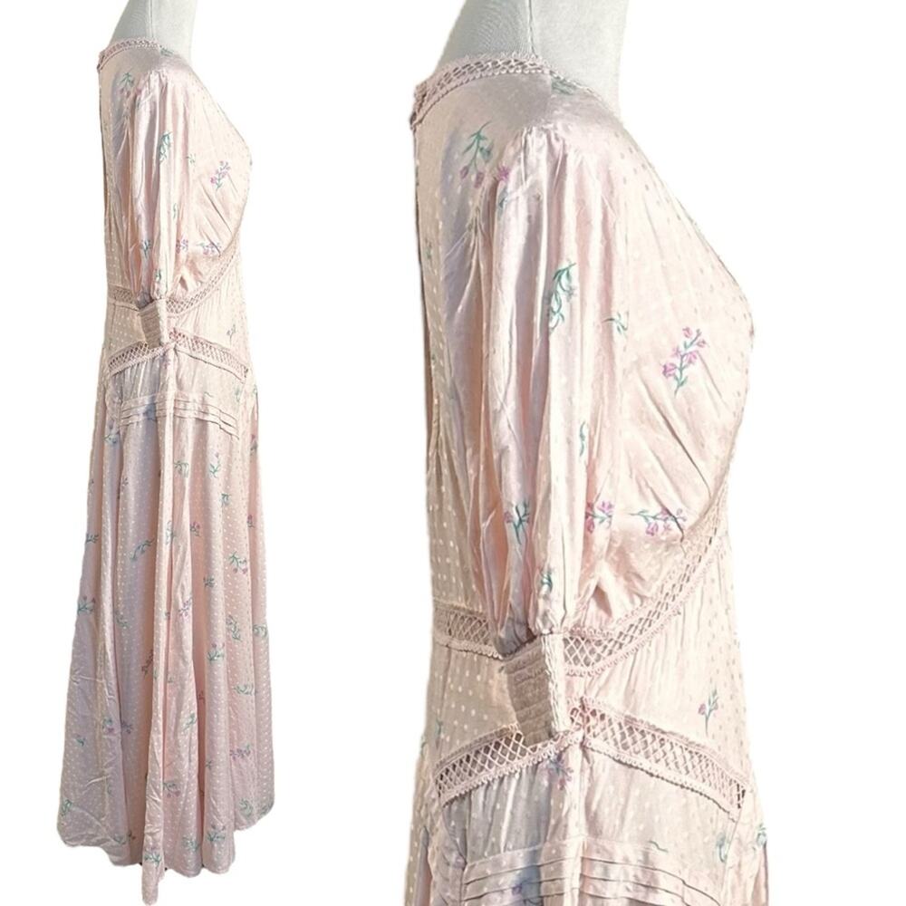 Free People Ethereal Dainty Still In Love Maxi Dress Pink Floral Cottage Medium - Picture 10 of 16